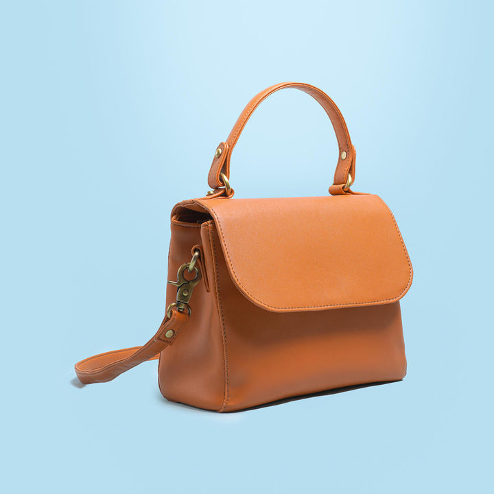 Tan Faux Leather Sling Bag