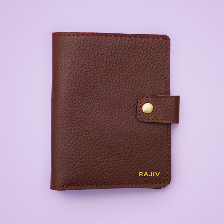 Personalized Leather Passport Sleeve With Button Closure