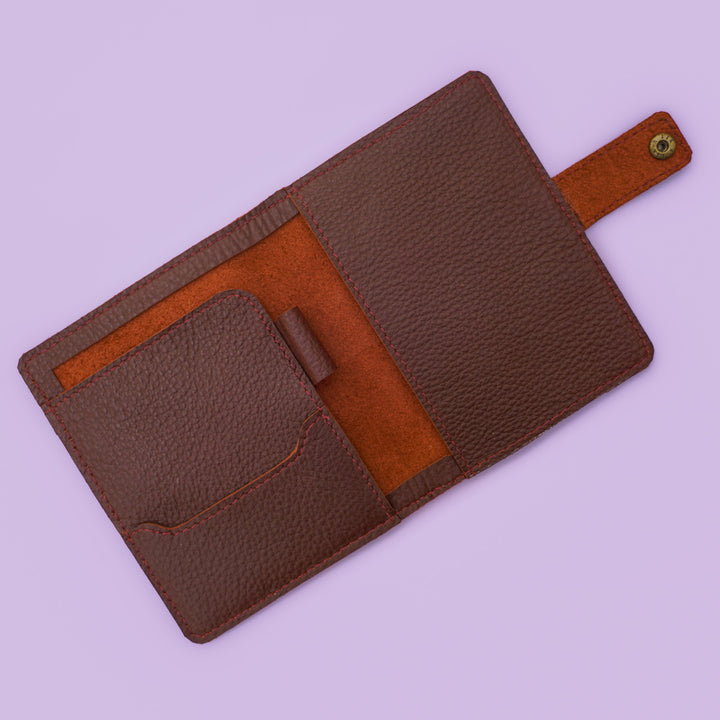 Personalized Leather Passport Sleeve With Button Closure