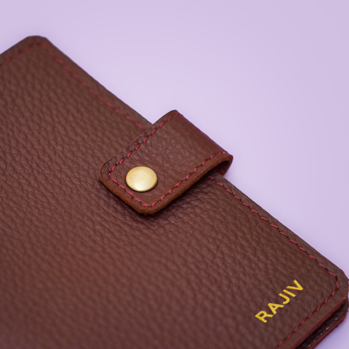 Personalized Leather Passport Sleeve With Button Closure