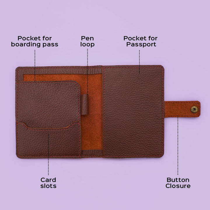 Him & Her - Personalized Leather Passport Sleeve For Couples With Button Closure