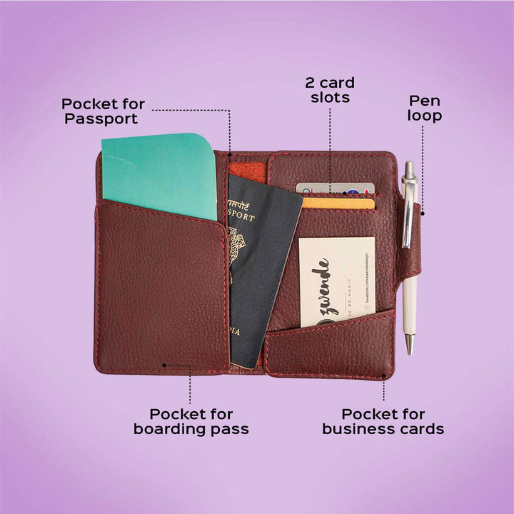 Customizable Leather Passport & Currency Case with Initials