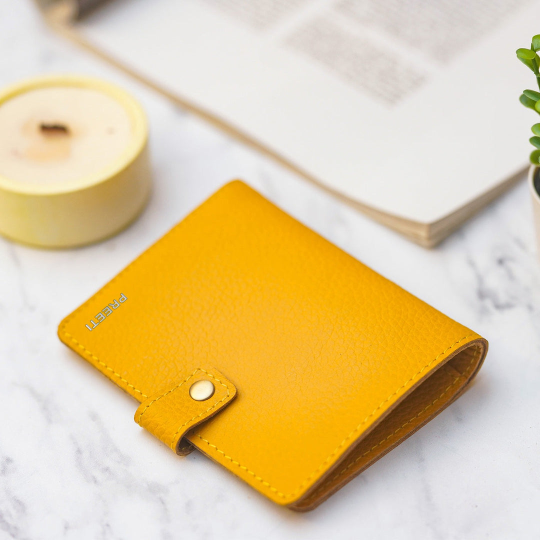 Personalized Leather Passport Sleeve With Button Closure