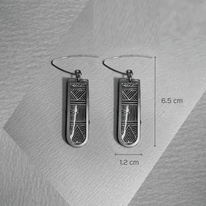 Handmade Clay Aztec Drops Dangler Earrings