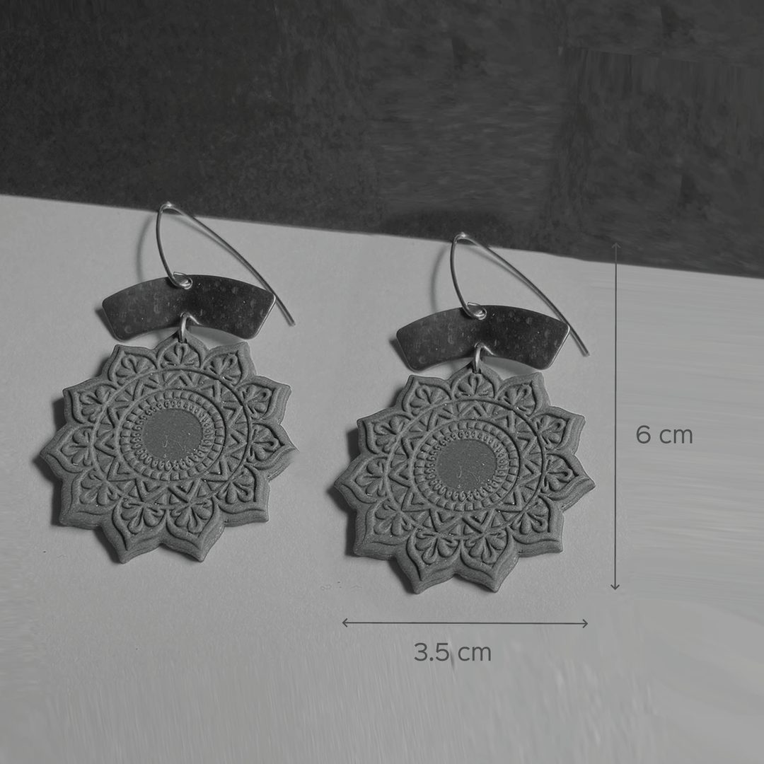 Handmade Clay Mandala Dangler Earrings