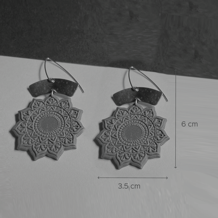 Handmade Clay Mandala Dangler Earrings
