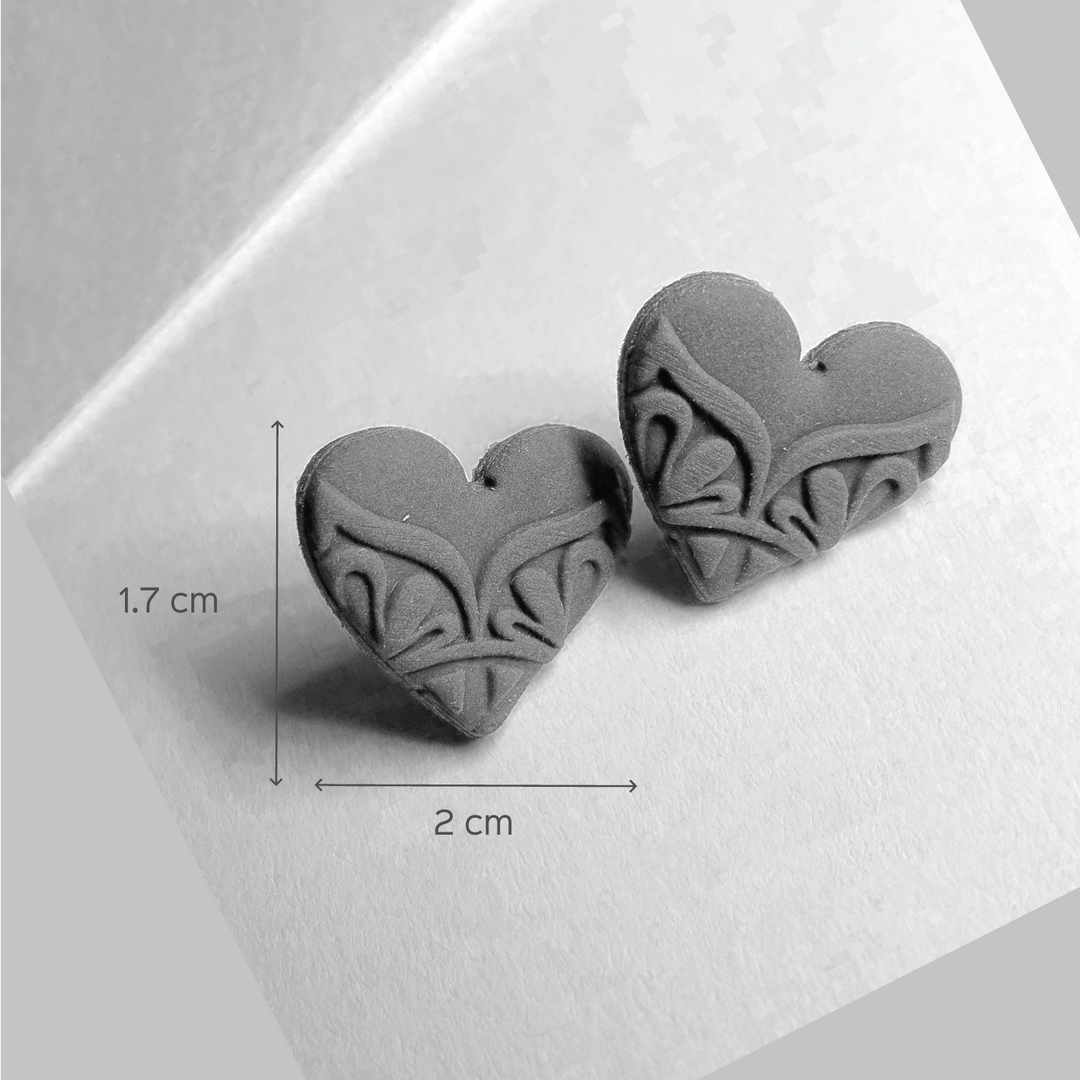 Handmade Clay Heartline Stud Earrings