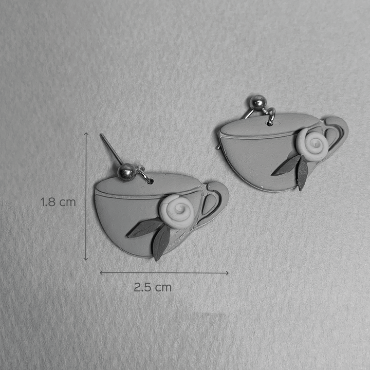 Handmade Clay Tea Cup Dangler Earrings