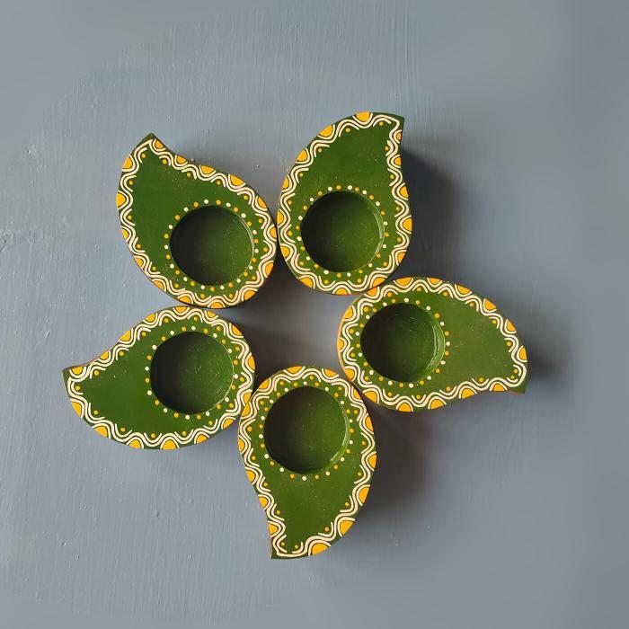 Hand-painted Candle Holders - Green
