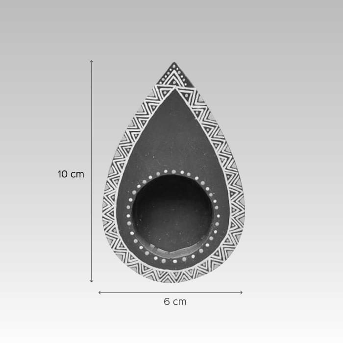 Set of 5 Aipan Hand-painted Wooden Candles - Green