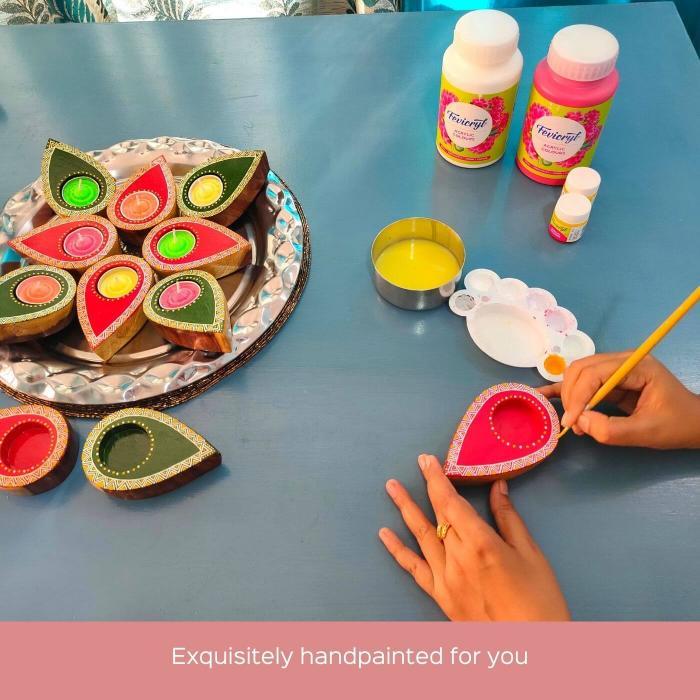 Aipan Hand-painted Wooden Candles - Set of 5