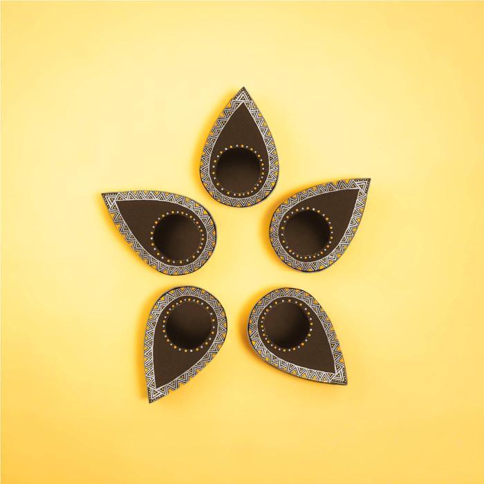 Aipan Tealight Holders - Brown - Set of 5