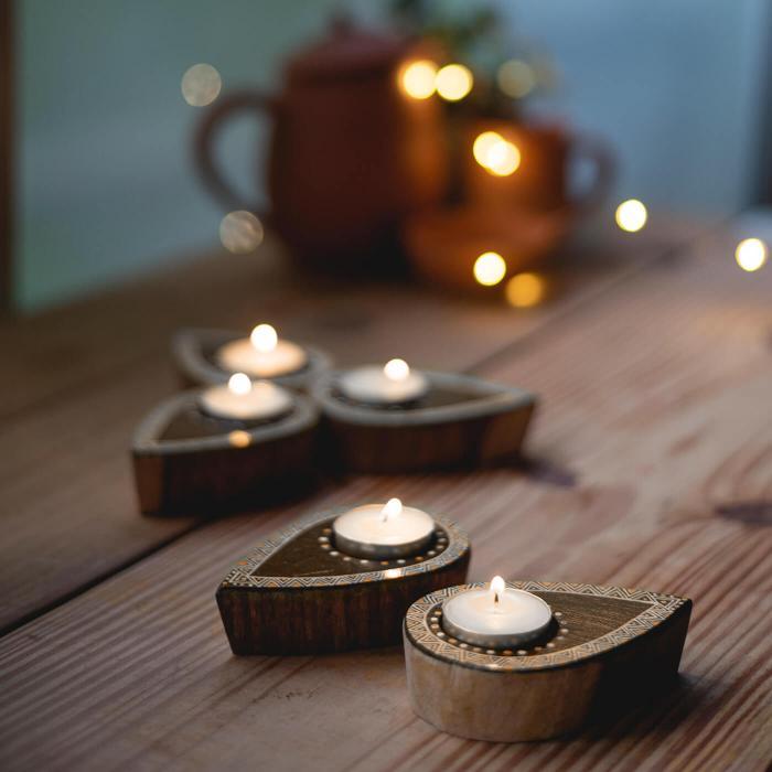 Aipan Tealight Holders - Brown - Set of 5