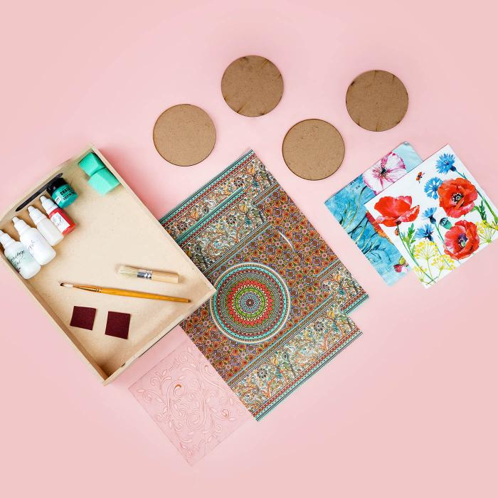 Decoupage DIY Kit - Tray & Coasters