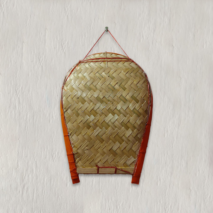 Handpainted Woman Folk Art | White Folk Art Bamboo Wall Decor