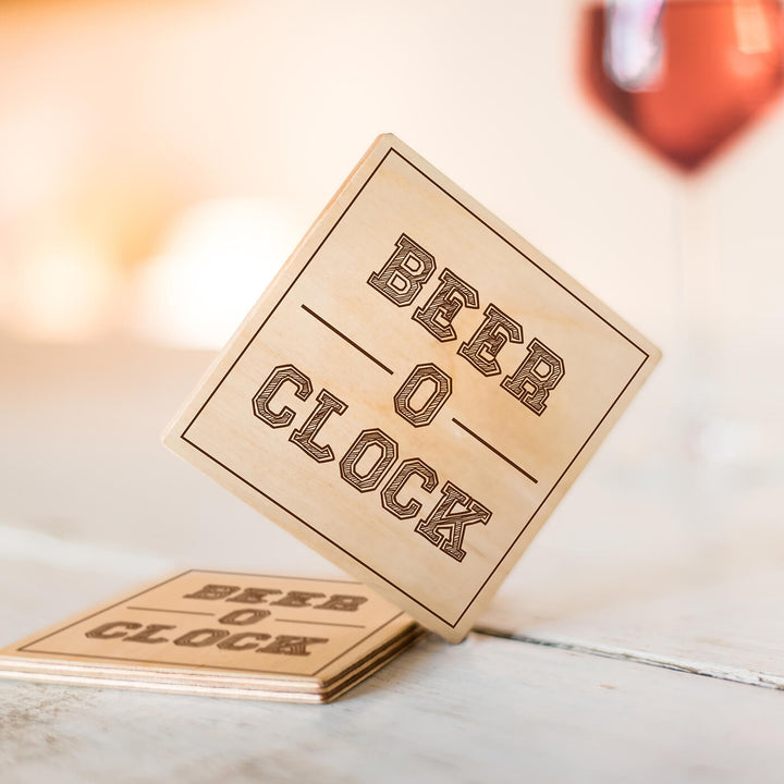 Laser Etched Coasters (Set of 4) - Beer 'O' Clock