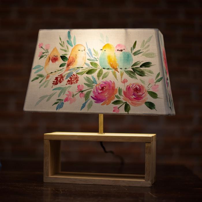 Handpainted Rectangular Empire Lamp