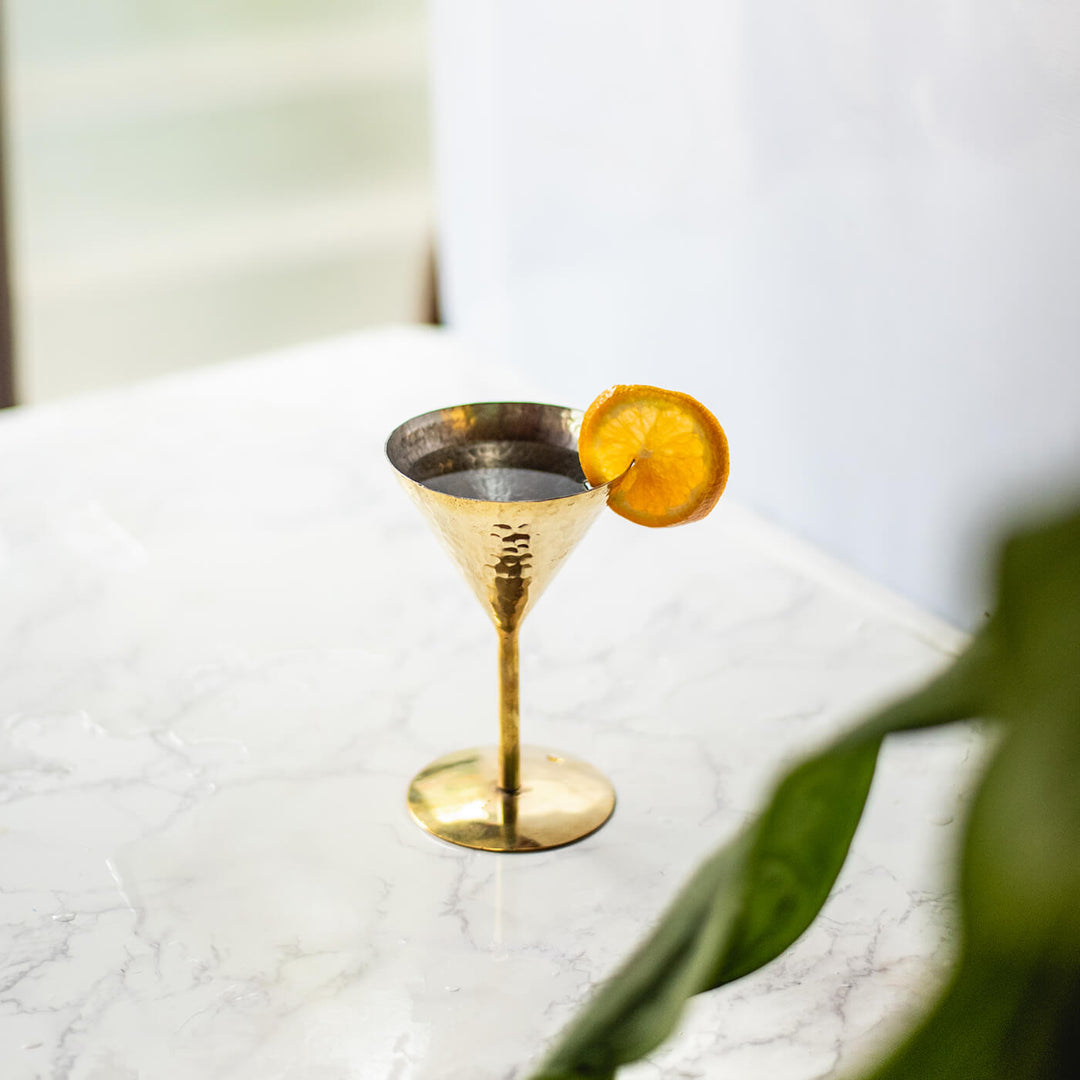 Handcrafted Brass Cocktail Glass - Hammered