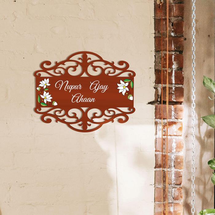Rectangle Hand Painted Madhubani Art Nameboard