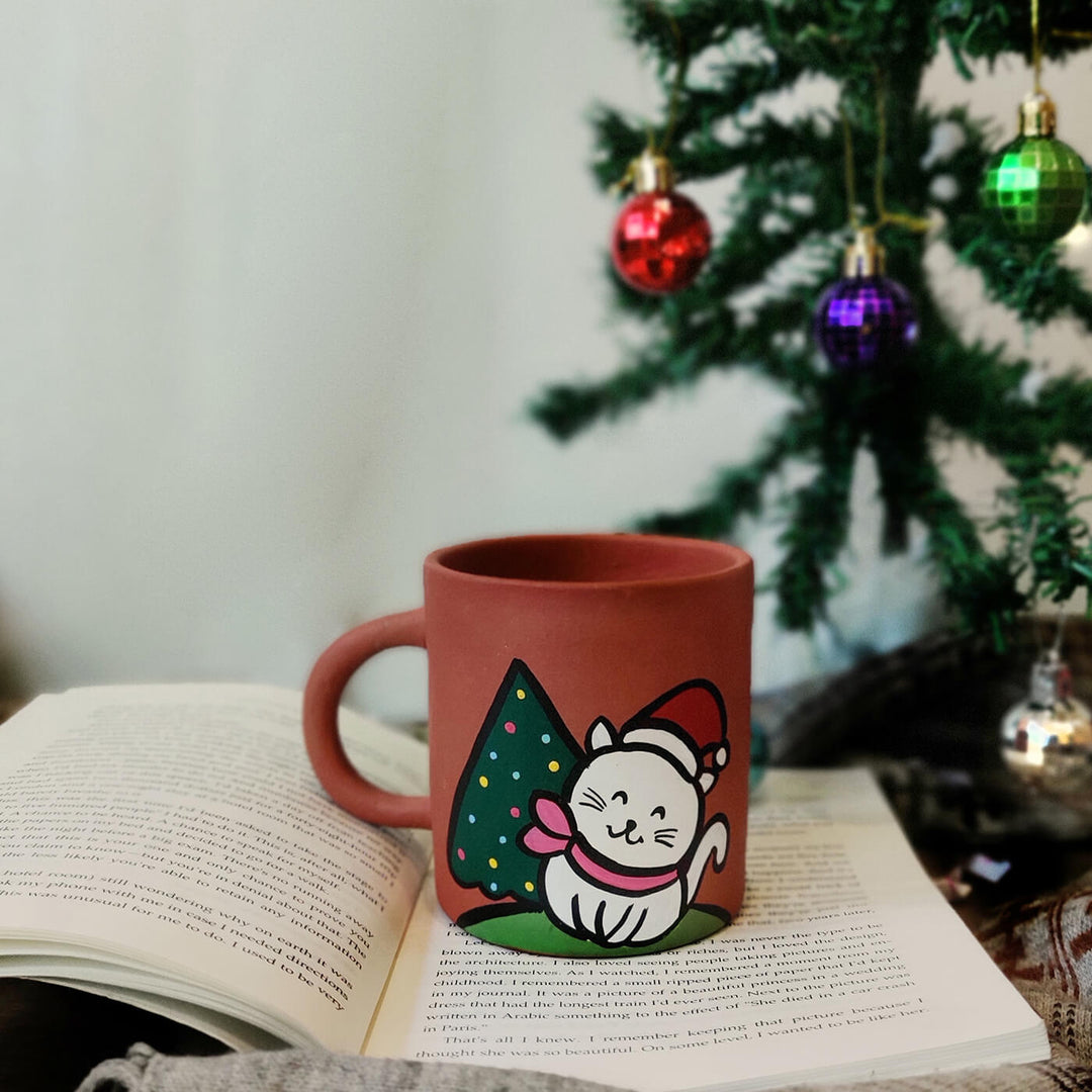 Adorable Christmas Terracotta Mugs - Set of 4