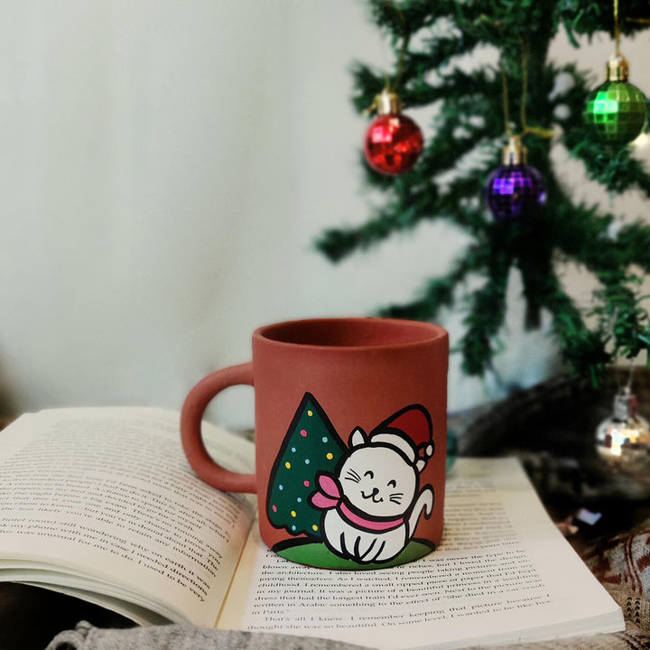 Adorable Christmas Terracotta Mugs - Set of 4