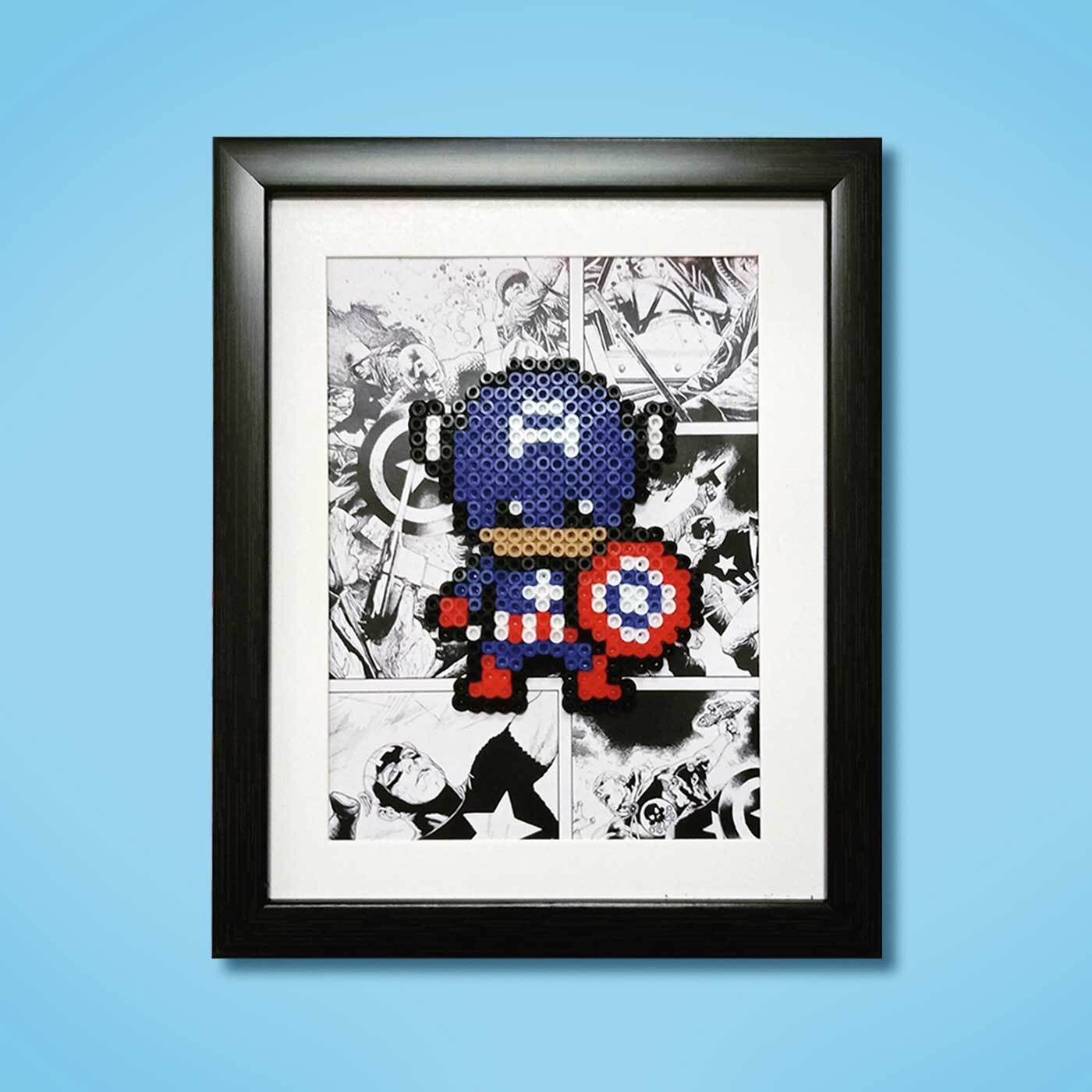 Buy Captain America Wall Frame with Perler Beads Online On Zwende