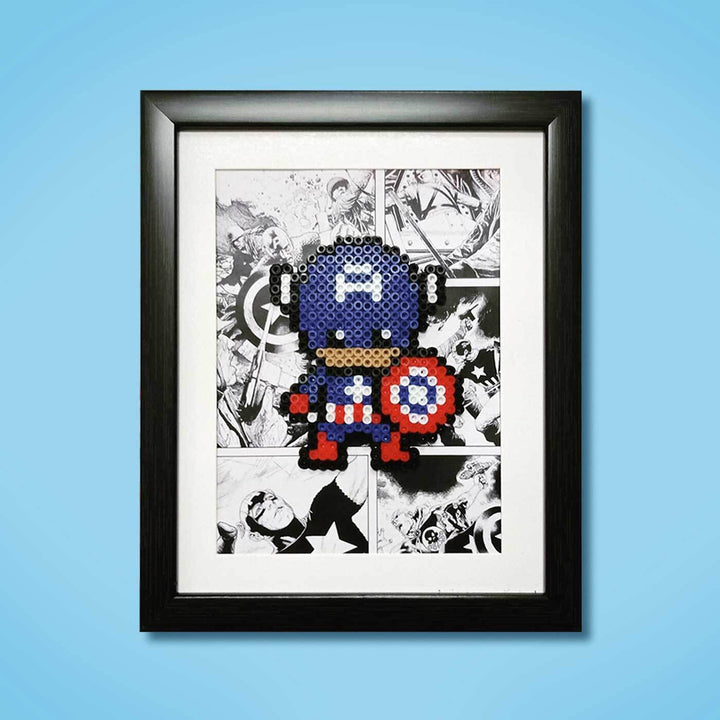 Captain America Wall Frame with Perler Beads