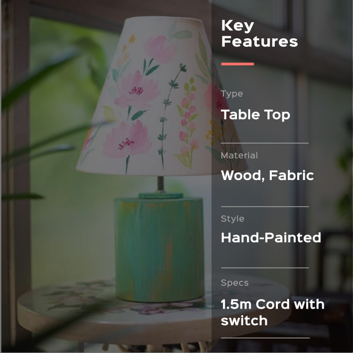 Handpainted Conical Tabletop Lamp