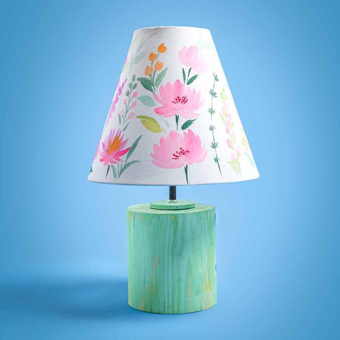 Handpainted Conical Tabletop Lamp