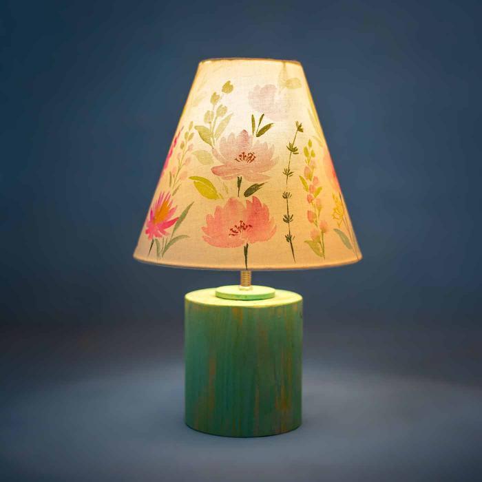 Handpainted Conical Tabletop Lamp