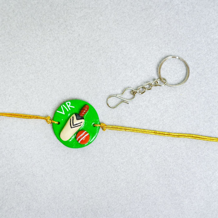 Handmade Personalized Rakhi cum Keychain With Roli Chawal