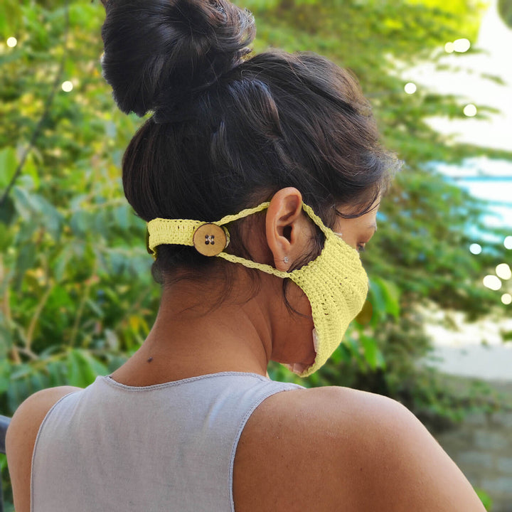 Yellow Crochet Mask - Zwende