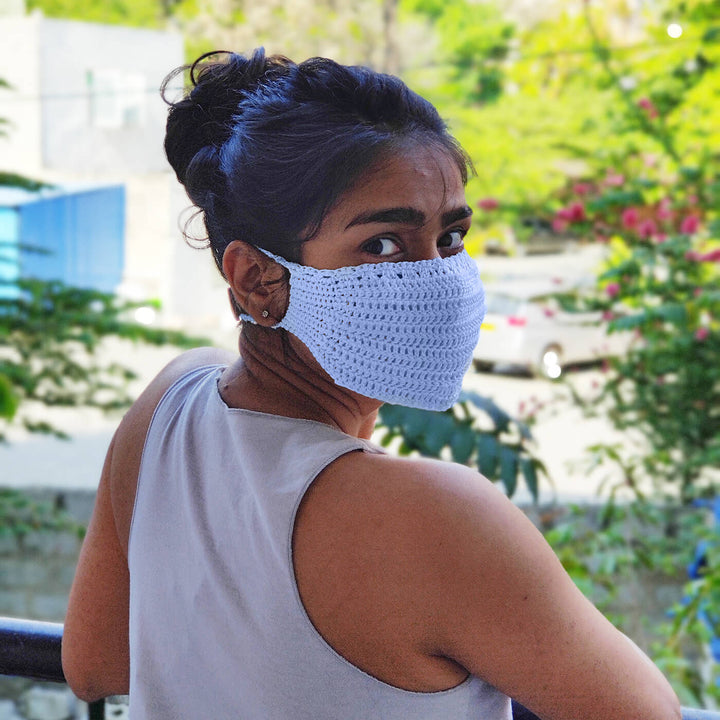 Blue Crochet Mask - Zwende