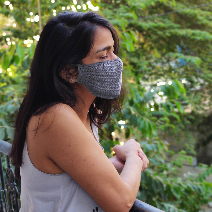 Grey Crochet Mask