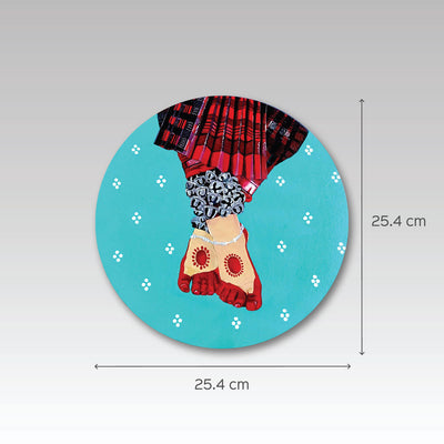 Handpainted Odissi Dancer's Footwork on MDF