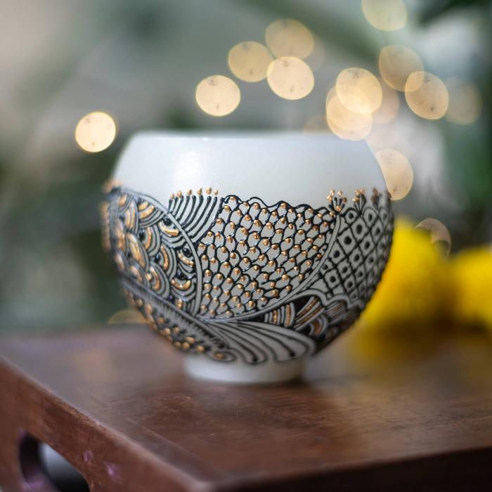 Mehendi Mandala - Bowl Candle - Gold - Zwende