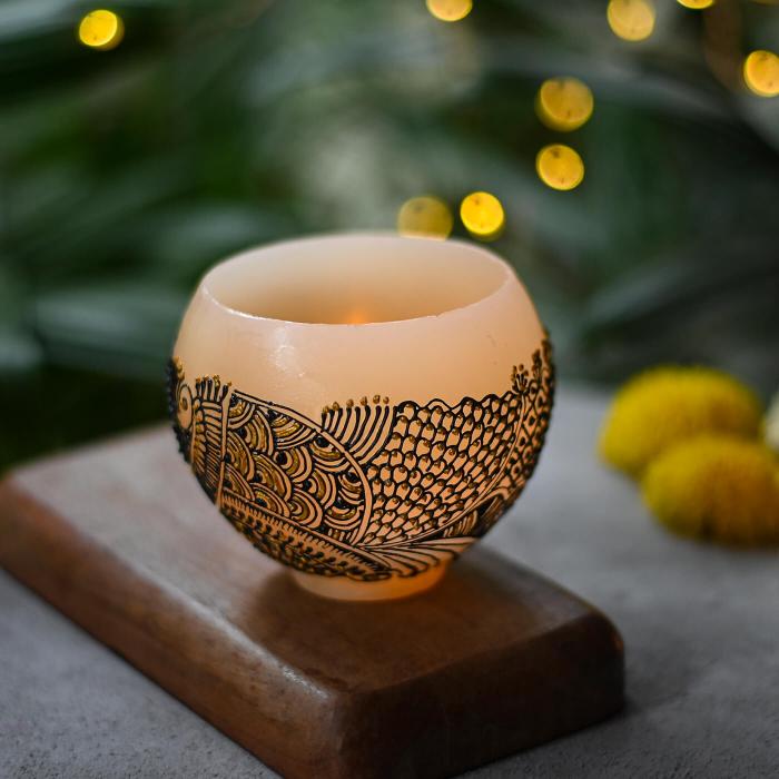 Mehendi Mandala - Bowl Candle - Gold - Zwende