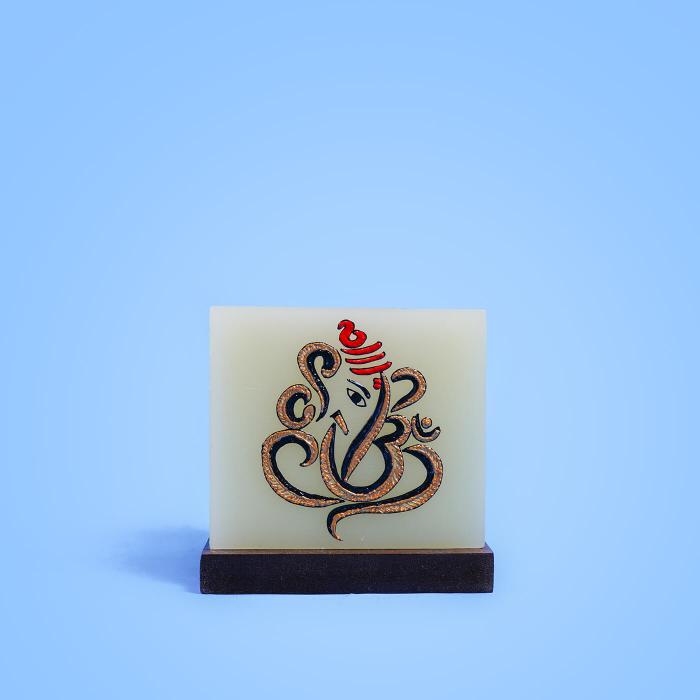 Mehendi Ganesha - Hollow Cuboid Candle