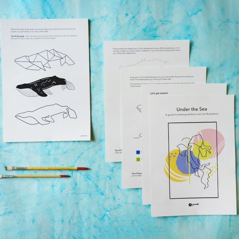 Printable Mini Guidebook - Minimalist Art Whale Drawing - Line Art