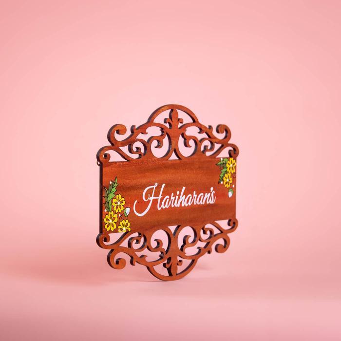Rectangle Hand Painted Madhubani Art Nameboard
