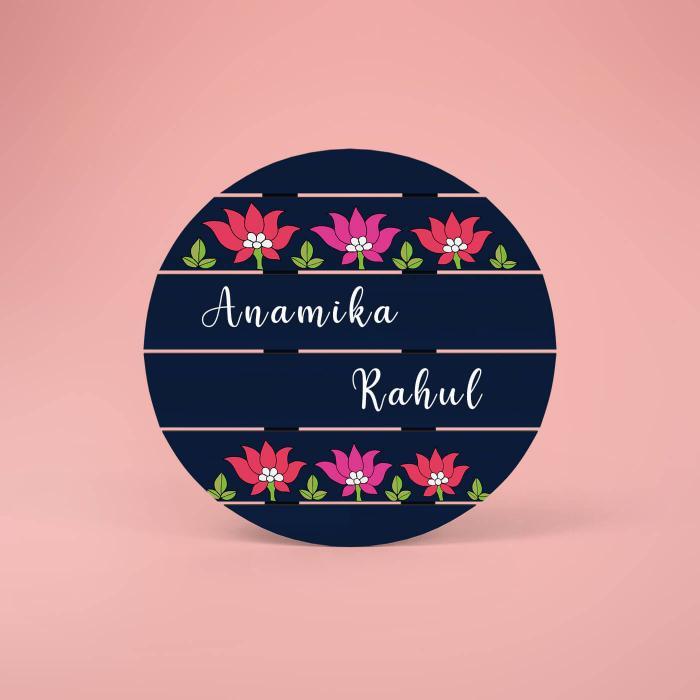 Round Hand Painted Madhubani Art Nameboard