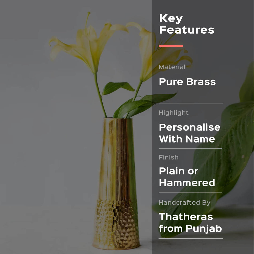 Brass Frustum Vase with Family Name - Hammered
