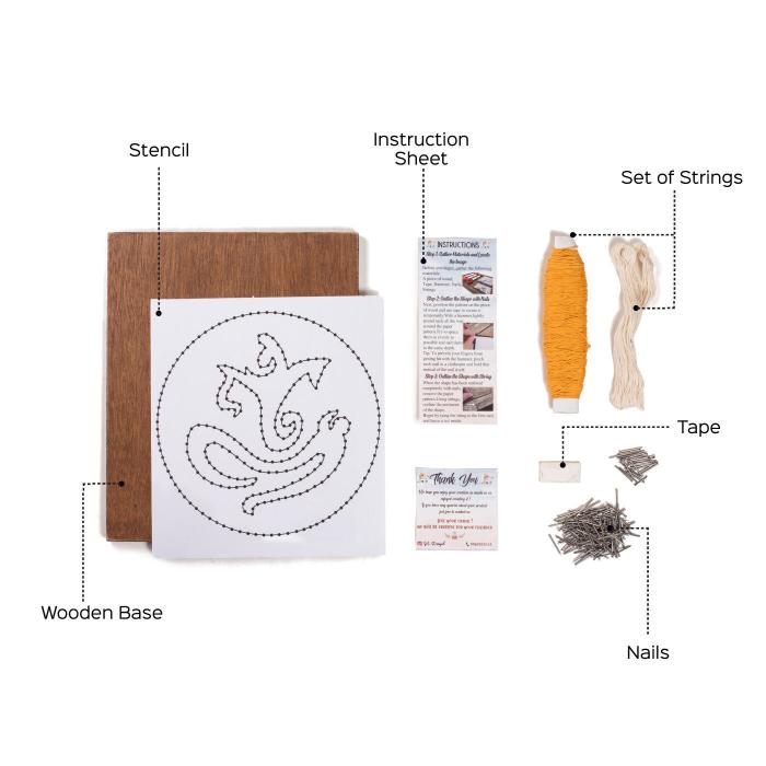 Ganesha String Art DIY Kit - Yellow Threads - Zwende