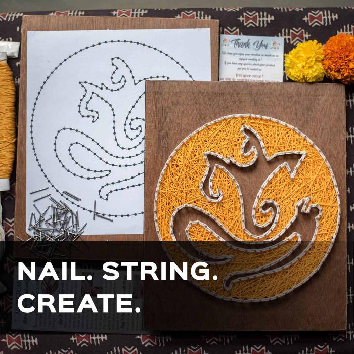 Ganesha String Art DIY Kit - Yellow Threads - Zwende