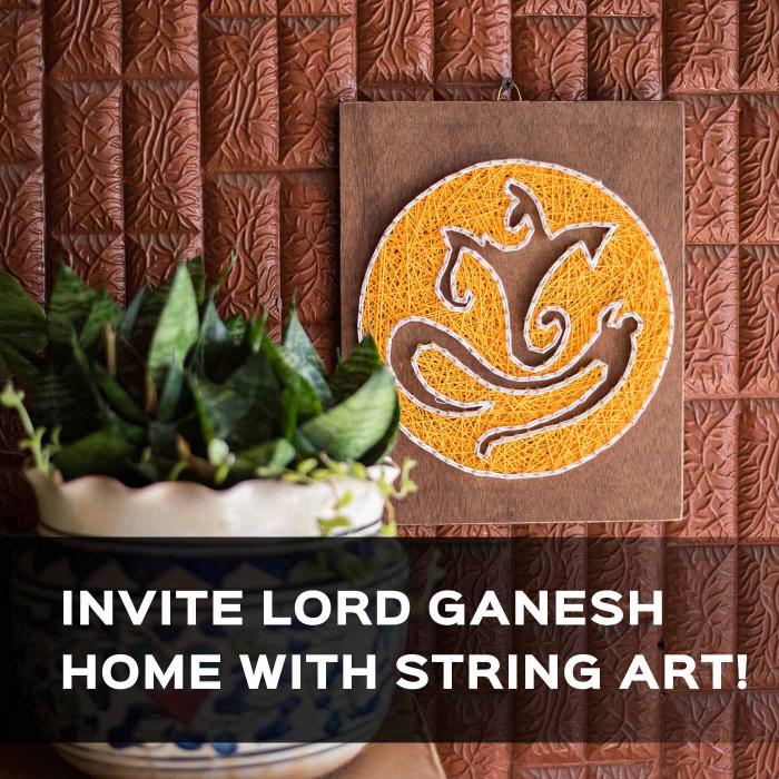 Ganesha String Art DIY Kit - Yellow Threads