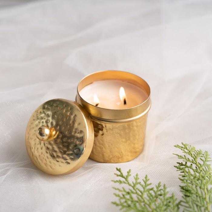 Gold Two-wick Votive Scented Candle - Rose Bouquet - Zwende