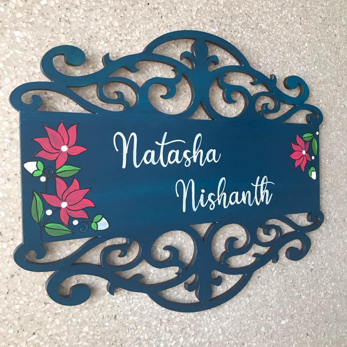 Rectangle Hand Painted Madhubani Art Nameboard