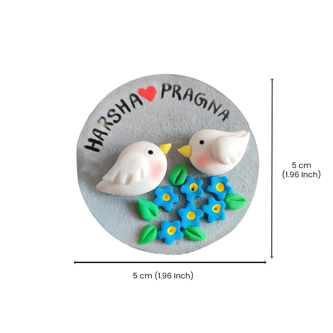 Handcrafted Clay Magnet for Couples - Love Birds - Zwende