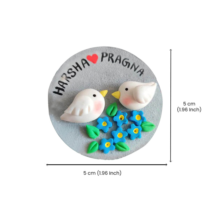 Handcrafted Clay Magnet for Couples - Love Birds - Zwende