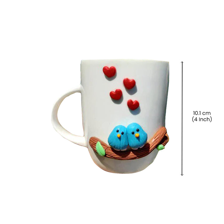 Handcrafted Clay Mug for Couples - Love Birds